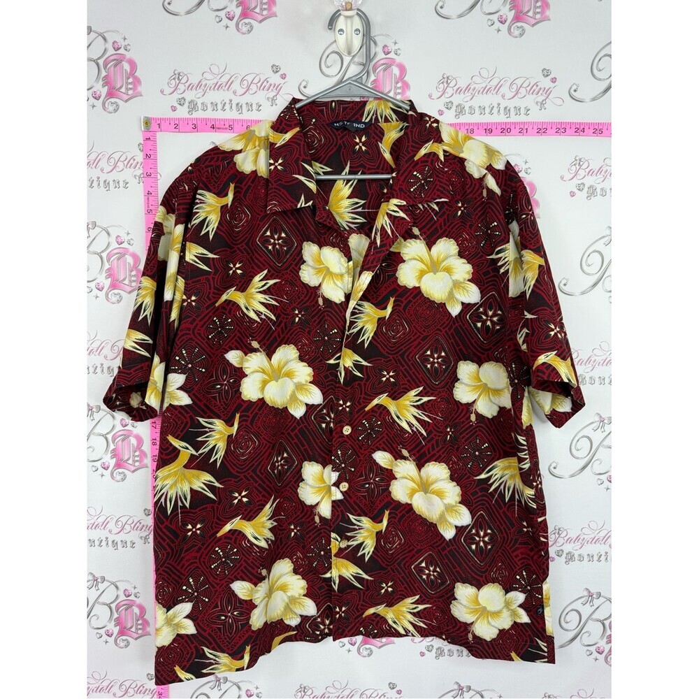 HOT SAND shirt tiki Men's Red Hawaiian Floral Dress Shirt - Short Sleeve